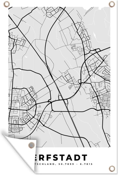 Muurdecoratie Duitsland - Stadskaart - Plattegrond - Erfstadt - Kaart - 120x180 cm - Tuinposter - Tuindoek