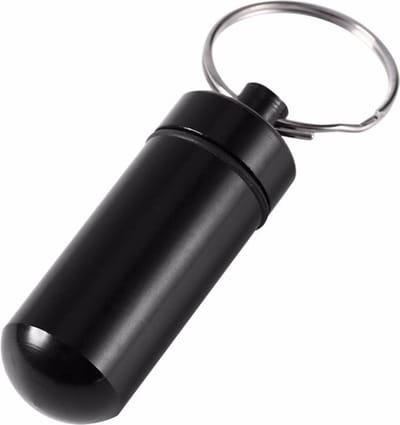 CHPN - Waterdichte sleutelhanger - Medicijn-Koker - - Pillen-Koker - Sleutelhanger Zwart - Aluminium - Zwart