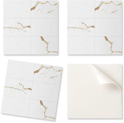 Set zelfklevende vinyltegels met print, modern marmerpatroon, 20x20x20 cm