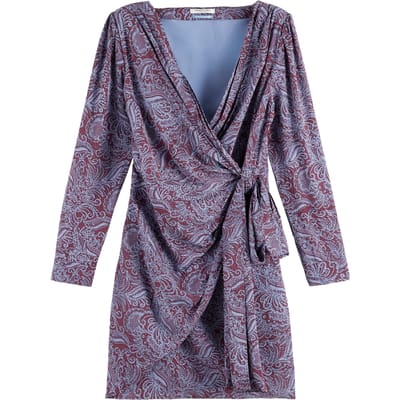 Scotch & Soda Viscose Jacquard Knotted Dress Blue Mountain Paisley Lake Bl Taglia: 34 | Abiti Mini Outlet | Donna | Blu