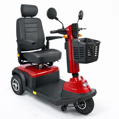 Scootmobiel Max 600E 3-wiel Rood, 45 km actieradius, 12 km/u, comfortabel en wendbaar