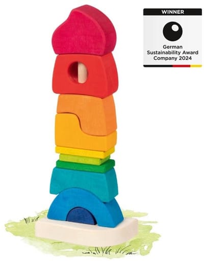 GOKI Stapeltoren - Klein Kasteel - 10X6X26,5Cm - 11 Delen - 2 Jaar