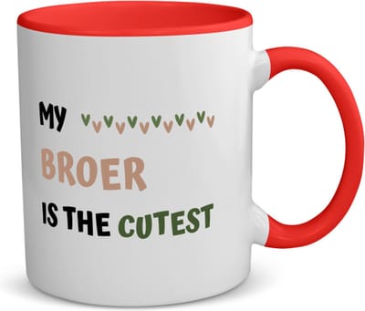 Akyol - my broer is the cutest koffiemok - theemok - rood - Broer - schattige broer - verjaardagscadeau - verjaardag - cadeau - cadeautje voor broer - broer artikelen - kado - geschenk - gift - 350 ML inhoud