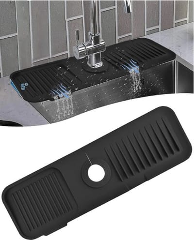New Age Devi - Siliconen Kraanmat - 45X14CM - Afvoerpad - Gootsteenmat - Accessoires voor aanrecht - Siliconen Mat voor Kraan - Gootsteen - Droogmat - Afdruipmat - Keuken - Badkamer - Antislip