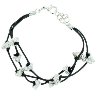 Behave - Armband - zilverkleur accenten op zwart koord - casual chic