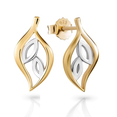 Orphelia 'Charlotte' Dames 925 Sterling Zilveren Set: Ketting-Pendant + Oorbellen - Zilver/Goud SET-7523/G