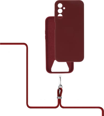 Mobiparts Siliconen hoesje met koord voor de Samsung Galaxy A14 Rood