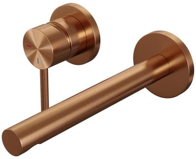 Brauer Copper Edition Inbouw Wastafelmengkraan met Rechte Uitloop en Rozetten Model A2 Koper Geborsteld PVD