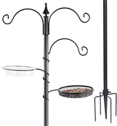 Vogelvoederstation Kit - 77" Vogelvoederpaal met verstelbare haken en waterbak voor wilde vogels