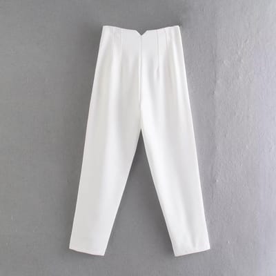 Mode Kantoor Kleding Hoge Taille Broeken voor Dames Formele Broeken Kantoor Outfits Potlood Broeken Zwart Roze Wit Dames Broeken XS wit