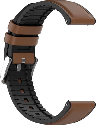 Leren bandje - met siliconen binnenkant - geschikt voor Polar Vantage M / M2 / V3 / Grit X (Pro) en Samsung Galaxy Watch 3 45mm / Galaxy Watch 46mm / Gear S3 Classic & Frontier - bruin