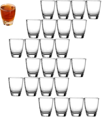 Set van 24 Dikke Bodem Shotglazen van 35ml - Transparante Liqueur Glazen, Vaatwasserbestendig, Perfect voor Feestjes en Thuisgebruik