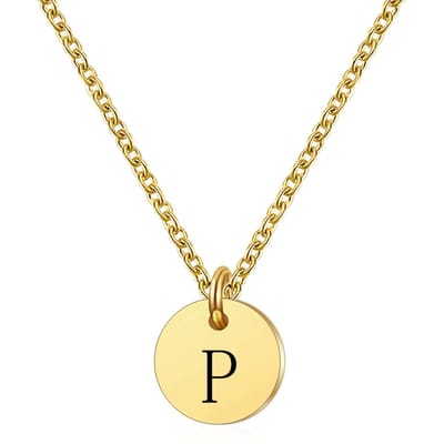 Marama - ketting letter P - RVS-Gold Plated - dames - cadeau - goud - ronde hanger - collier - luxe geschenkverpakking