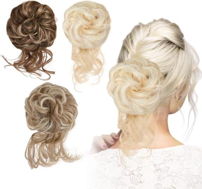 Messy Bun Haarstuk voor Vrouwen, Clip-In Haarstuk met Elastiek voor Eenvoudige Updos, Natuurlijke Uitziende Synthetische Haarstukken voor Casual Buns en Feestelijke Gelegenheden