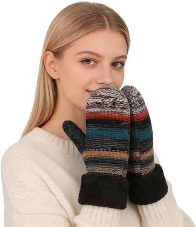 Warme Gebreide Winterhandschoenen voor Dames, Winddicht en Comfortabel, Perfect voor Skiën, Fietsen en Buitenactiviteiten