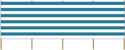 Strand/camping windscherm gestreept wit/blauw 2,25 meter x 120 cm - Beschutting/schermen voor op het strand/de camping