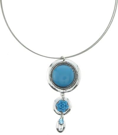 Behave - Ketting met ronde hanger, nikkelvrij - Trendy modeaccessoire met blauwe details - 41 cm + 9 cm verlengketting