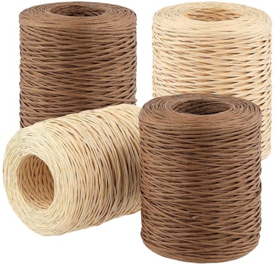 200 m Natuurlijk IJzerdraad voor Trouwbouquets en Bloemarrangementen in Donkerbruin en Kraftpapierkleur - 4 Stuks, Perfect voor Decoratie en Creatief Gebruik