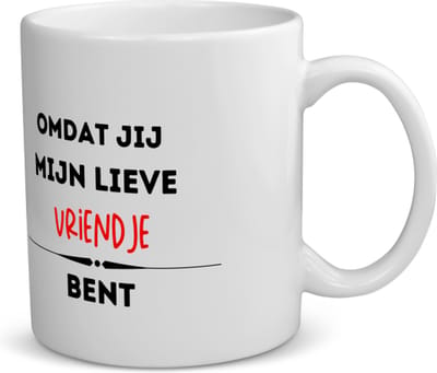 Akyol - omdat jij mijn lieve vriendje bent koffiemok - theemok - Vriend/vriendin - de liefste vriend - valentijnsdag - verjaardag - cadeautje voor vriendje - kado - geschenk - 350 ML inhoud