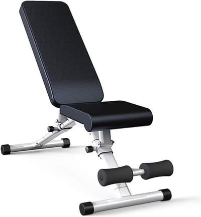 Verstelbare Trainingsbank - Fitnessbank Halterbank - Full Body Workout - 6 Rugleuning Posities - L 129cm - Wit