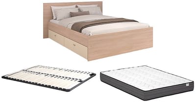 Vente-unique Bedframe hout beige, natuurlijk licht 140 x 190 cm