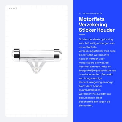 Dailygoods- Stickerhouder Premium Kwaliteit - Cilindrische Waterdichte Houder - Motorfiets Verzekering - Aluminiumlegering/Acryl - Handig in Gebruik - Niet Roestend - Verzekeringhouder