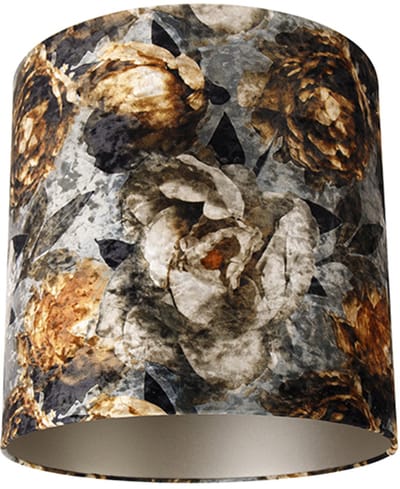 QAZQA taupe-cilinder-velours - Klassieke Lampenkap - Ø 40 cm - Bloemen print -