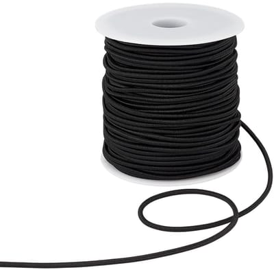 Dailygoods- Expandertouw 50 m - Zwart Rubber - Elastisch Bungee-Touw - Hoge Elasticiteit - Polyester - Diameter 3 mm