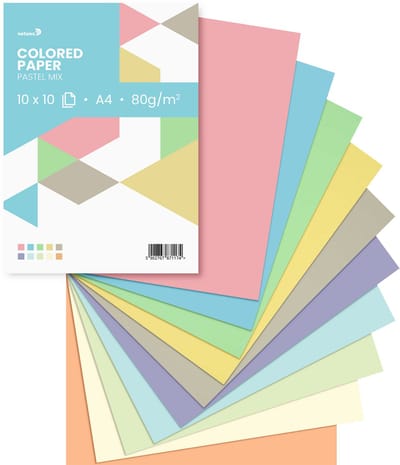 Netuno - set van gekleurde pastelpapieren - 10x10 - A4 - 21 x 29,7 cm - 100 vellen - 80 gram