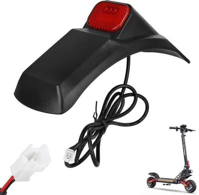 Achterspatbord met Achterlicht voor Elektrische Scooter, Inclusief Lege Kentekenplaat, LED Waarschuwingslamp en Duurzaam Plastic Ontwerp
