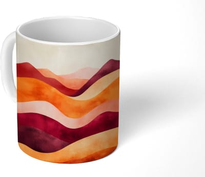 Mok - Koffiemok - Abstract - Landschap - Golven - Mokken - 350 ML - Beker - Koffiemokken - Theemok