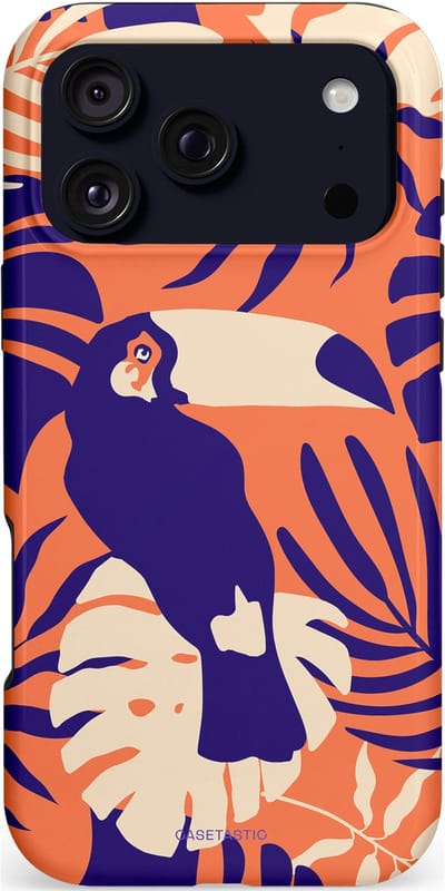 Casetastic hoesje geschikt voor Apple iPhone 17 Pro Max - MagSafe - Dubbellaagse bescherming - Paradijs Toekan - Fashion Case - Terracotta Donkerblauw Zand