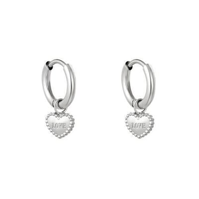Yehwang Oorhanger Hoop Hart Love Zilver 0288954-118