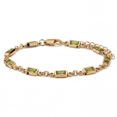 Prism | Goudkleurige armband met limoengroene stenen van kristalglas