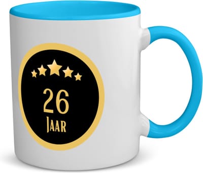 Akyol - 26 jaar koffiemok - theemok blauw - Hoera 26 jaar - iemand die 26 jaar is geworden of 26 jaar lang een relatie hebben of getrouwd zijn - verjaardagscadeau - verjaardag - cadeau - kado - geschenk - relatie - trouwdag - jubileum - 350 ML inhoud