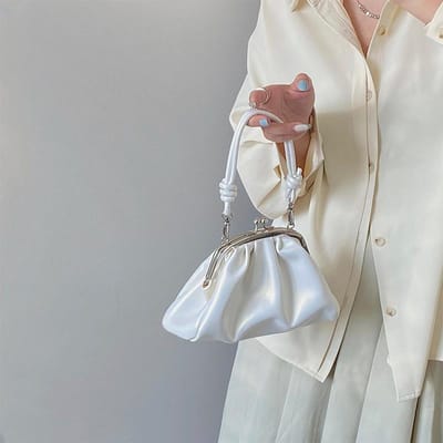 Trendy Meisje Schattige Geplooide Clip Diner Tas High-end Kettingtas Handtas Crossbody Tas Dumpling Tas Dames gray