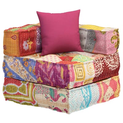 vidaXL - Poef - modulair - met - kussen - patchwork - stof