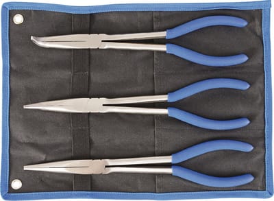 Werkzeug 1183 | Mechanische grijptangset | telefoontangset | recht 0° / gebogen 45° / 90° | 260-280 mm | punttang extra lang | 3-delig