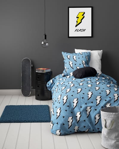 Mistral Home - DEKBEDOVERTREK - katoen renforcé - 140 x 200 cm + 65 x 65 cm - eenpersoons - tekening - blauw - Voor kinderen