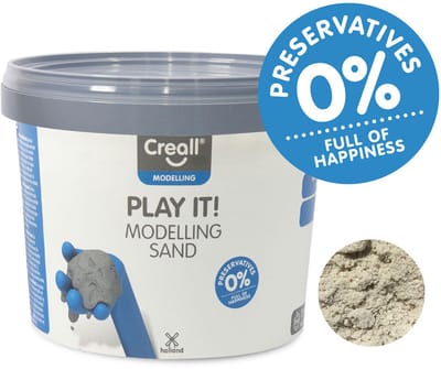 Creall Play it! Modelleerzand - 750 gram - Handige hersluitbare emmer – Zacht, Fluweelachtig & Herbruikbaar speelzand – Sensorisch Spelen 3+ - asbestvrij