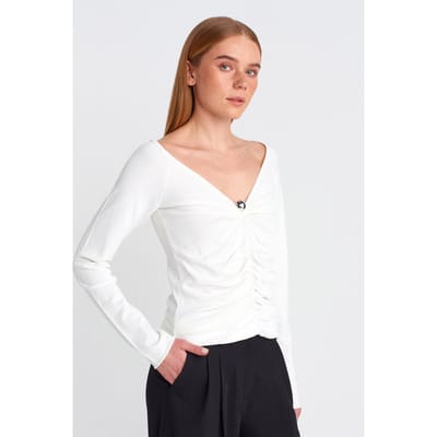 Dames Slim Fit Geribde V-hals Trui