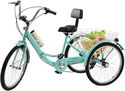 Volwassen Driewieler - Driewieler Fiets - Ontspannen Ritjes - Opvouwbaar Frame - 60 cm Wiel Diameter - Turkoois