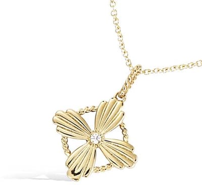 CHIVAL Florix Ketting - 18K Verguld Goud – Zirkonia Hanger - Bloem - Luxe Hypoallergeen Dames Ketting - Cadeau voor Haar – Elegant & Tijdloos - Romantisch Sieraad - Liefde - Love - Geschenkverpakking