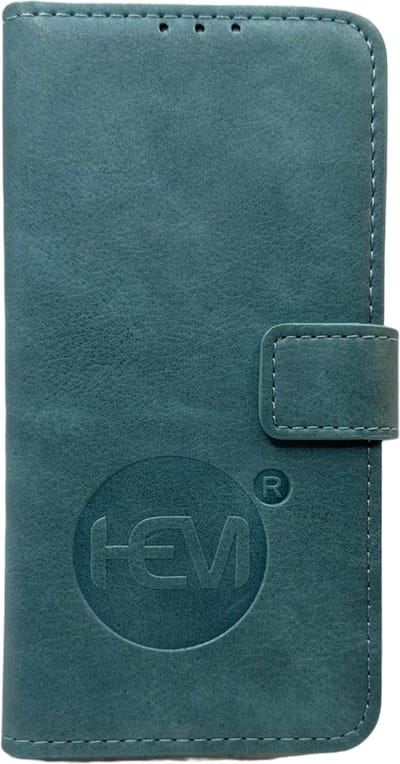 HEM leren Book Case - Geschikt voor iPhone 16 - Hoesje met 3 pasjesuitsnedes - Portemonneehoesje - iPhone 16 hoesje met pasjeshouder - Baby Blue
