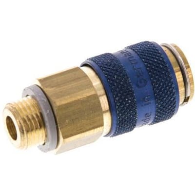 Messing DN 5 Blauw Luchtkoppeling Snelkoppeling G 1/8 inch Buitendraad - CLS5-M-B-BLU-018
