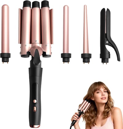 Haarkrultang Set - Krultang Opzetstukken - Dagelijks Haar Stijlen - 5-in-1 Styling Tools - 22 mm tot 25 mm - Zwart