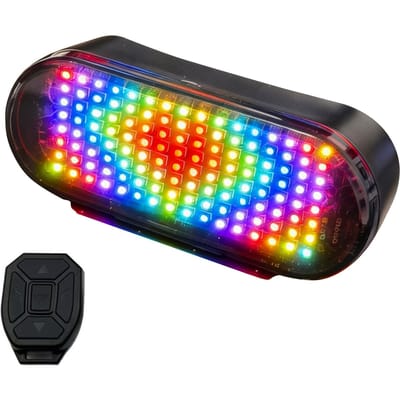 LED Fietshelmlicht met Afstandsbediening Knipperlicht 128 RGB Lichten Lichtgewicht Oplaadbaar voor Nachtelijk Rijden Veilig zwart