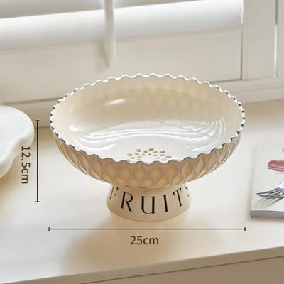 Druppel Vruchtenschaal Woonkamer Salontafel Hoge Poten Fruitmand Crème Hoge kwaliteit Snoep Snack Schaal Grote Capaciteit Vruchtenschaal wavy fruit plate