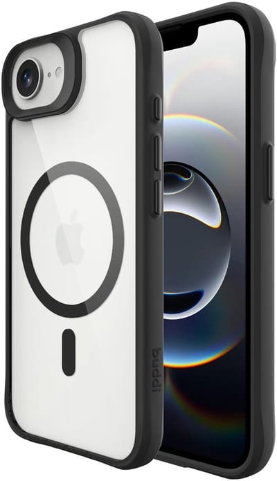 Buddi Hybrid - Hoesje Geschikt voor Apple iPhone 17e / 16e - Compatibel met MagSafe - Back Cover met Magneet - Magnetische Beschermhoes - Transparant Zwart