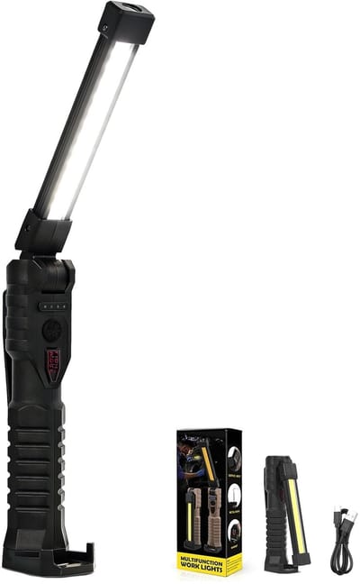 Looplamp-Werklamp auto-Werklamp led oplaadbaar-Ingebouwde 1200mAh-batterij - LED-werklamp met magnetische bevestiging, 5 uur continu gebruik - 600 lumen - geschikt voor auto's, monteurs, barbecues en grills.